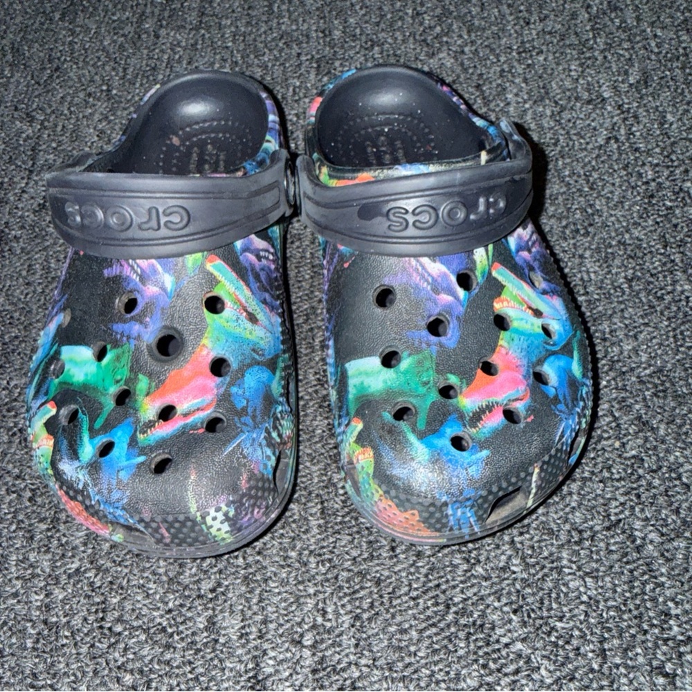 CROCS Kids' Black and Multicolor Slippers